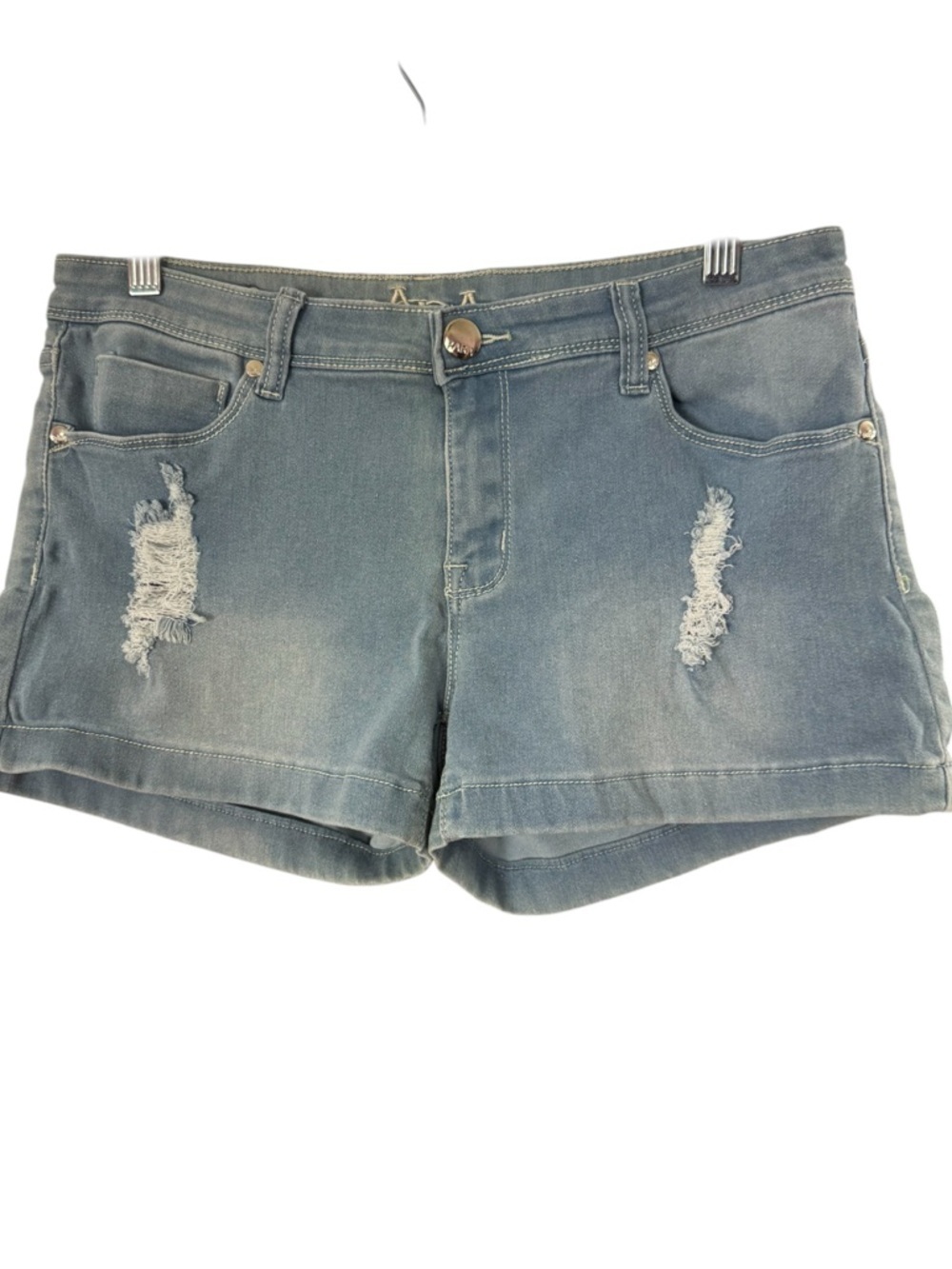 PARA Jean Co. Distressed Denim Shorts Size 15 Stretchy Light Wash